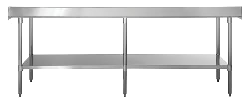 Image of Kratos Stainless Steel Kitchen Prep Table 96 inchx24 inch with Backsplash and Undershelf, NSF Worktable for Restaurants - 16ga /304SS