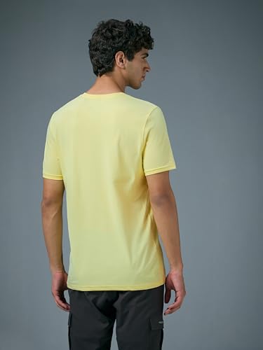 Image of TECHNOSPORT Men's Slim Fit Solid Crew Neck T-Shirt, Cotflex Quick Dry Wrinkle Resistant Polyester Sports Tee for Gym, Running, Training, Sports