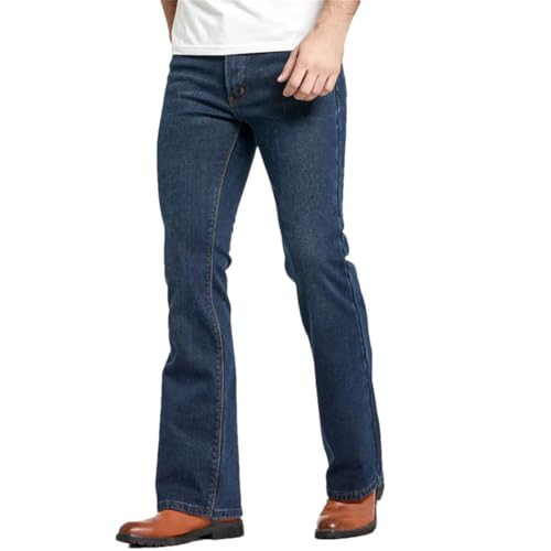 Men's Winter Stretch Denim Jeans Thick Warm Slim Fit Slightly Flared Boot Cut Polar Fleece Pants