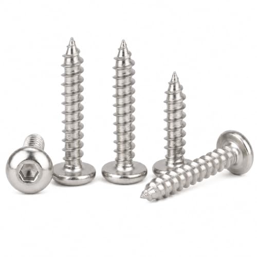 Image of Rely⇒VP INDUSTRIES (Pcs-25) No.8x16 mm Allen Button Head Self-Tapping Screw - Black Zinc, Button Cap Head for Furniture, Crib, Bunk Bed, Cot, and Bolt Assembly