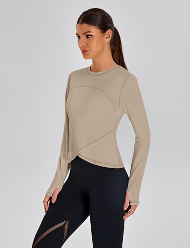 BMJL Womens Workout Tops Black Long Sleeve Shirts Fall Yoga Hiking Tshirts Cute Crop Tops Gym Thumb Hole