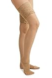 C&A Damen Halterlose Strümpfe Stretch Strumpfhosen 15 DEN beige S-M