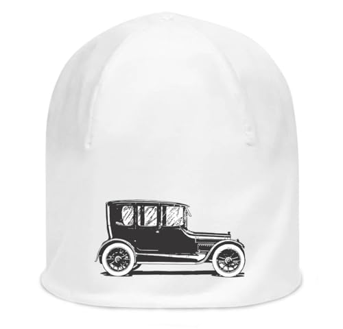 Bonnet slouch blanc vintage en coton extensible unisexe retro car