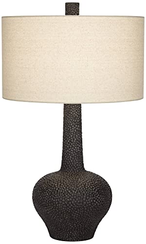 Lámpara de mesa negra mid century 27 pulg con pantalla crema miniatura 2