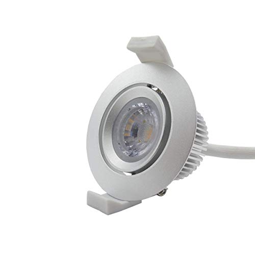 iluminize Foco LED: foco LED COB de alto voltaje 230 V, 6 W, luz blanca cálida 2700 K, 480 lúmenes, Ra 85, intensidad regulable TRIAC 5%-100%, 5 años de garantía (2700 K, 60° plateado) Cover
