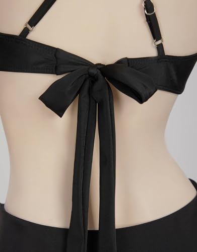 MEOWCOS Gothic Dark Style Swimsuit Black Spiderweb Chest Top Lace up Bottom Two-piece Swimsuit4