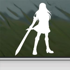 Fairy Tail Erza 5.5" Silhouette Decal Sticker for Cars Laptops Tablets Skateboard Window - WHITE