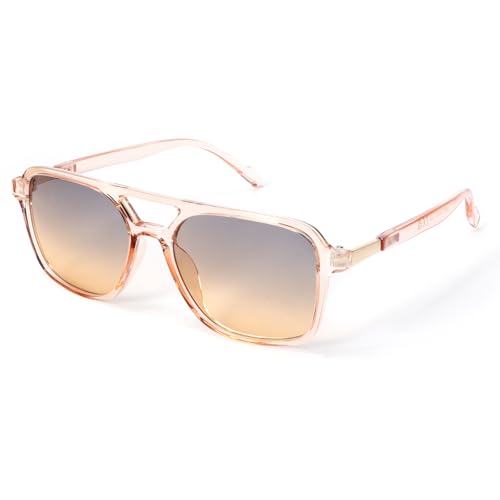 Retro Aviator Sunglasses for Women Men,Trendy Rectangle - 90s Square Shades Sun Glasses