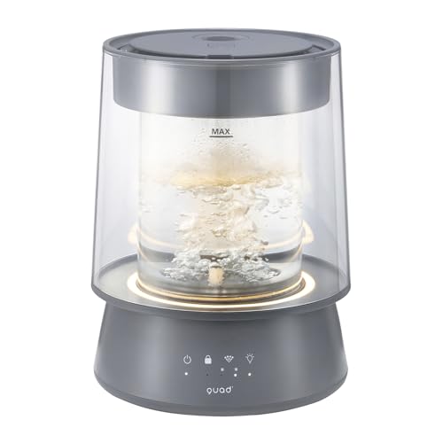 QUADS(クワッズ) ガラススチーム加湿器 蒸気式 17畳対応 上部給水 2.6L 最大加湿650ml/h インテリア LEDライト 簡単お手入れ GLASS グラス (グレー)のサムネイル