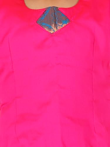 Image of BownBee Girls Silk Blend Pavda Pattu Lehenga Choli South Indian Traditional Ethnic Dress for Kids with Half Sleeves, Round neck, Back Hook Closure Dresses for Baby Girl