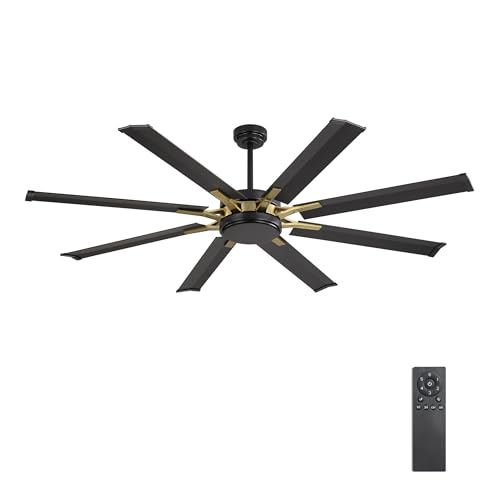 WINGBO 72" Large Industrial Ceiling Fans No Lights, 8 Aluminum