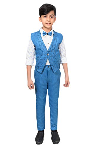 Image of AHHAAAA Kids Ethnic Cotton Blend Waistcoat Shirt and Pant for Boys 1145