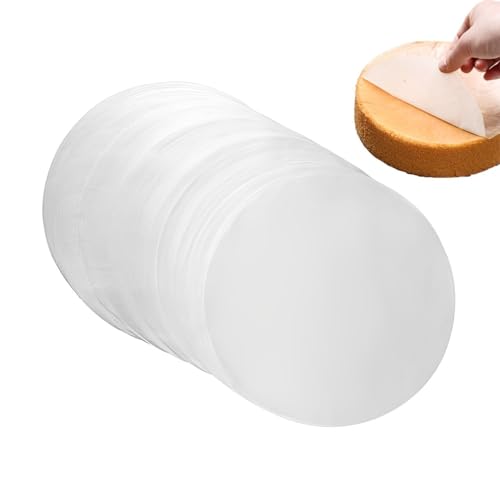AIVEKE 100 Pcs Round Parchment Paper - 8 Inch Baking Parchment Circles Non Stick Cake Liners Greaseproof Waterproof Circles Baking Papers White Baking Liners for Baking Cooking Steaming BBQ