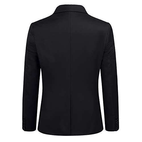 Costume Homme Mariage 3 Pièces Slim Fit Smoking Costumes Couleur Pure Formel Veste Gilet et Pantalon Homme, Noir, M - Image 3