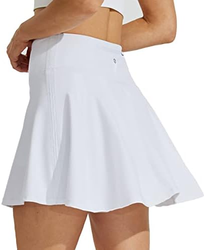Willit Women's Tennis Skirts 17" High Waisted Lightweight Athletic Running Skorts Skirts White 2XL