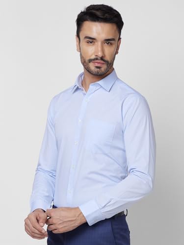 Image of Park Avenue Men Slim Fit Fil-A-Fil Pattern Pure Cotton Semi Cutaway Collar Full Sleeve Formal Shirt