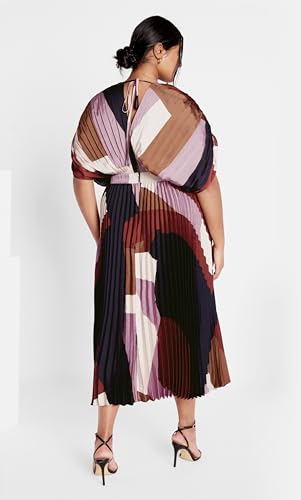 City Chic Women's Plus Size Dress-Henley Print Midi3