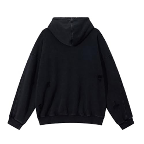 XYGJZ Ripped Hooded Sweatshirts for Men Oversized Solid Color Hoodie2