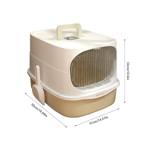Arenero plástico cerrado grande con tapa para gatos miniatura 2