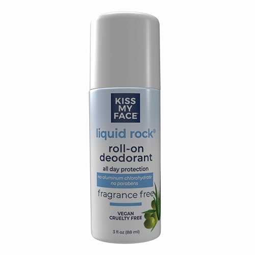 Kiss My Face Liquid Rock Roll-On Deodorant, Fragrance Free, Aluminum Chlorohydrate Free Deodorant For Women And Men, With Added Willow Bark And Mineral Crystal Salts, 3 Oz Roll On, 1 Pack