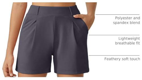Image of G4Free EverGoing Dressy Casual Shorts for Women 4 inch High Waisted Summer Lounge Pleated Shorts with Pockets