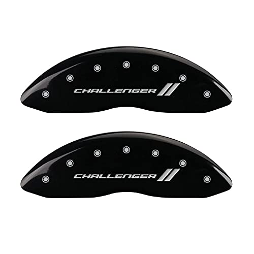 Image of MGP Caliper Covers - Brake Caliper Covers for 2011-2023 Dodge Challenger & 2011-2023 Dodge Charger (Requires Dual Piston Front Caliper) Front and Rear Set (Black, Challenger / /)