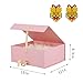 BoxSkivra Large Pink Gift Box with Ribbon 1 Pack 13X11X5.3 Inch Large Gift Box with Lid Magnetic Closure Rectangle Collapsible Luxury Wrap Box for Wedding Gifts Crinkle Cut Paper Shred with Card