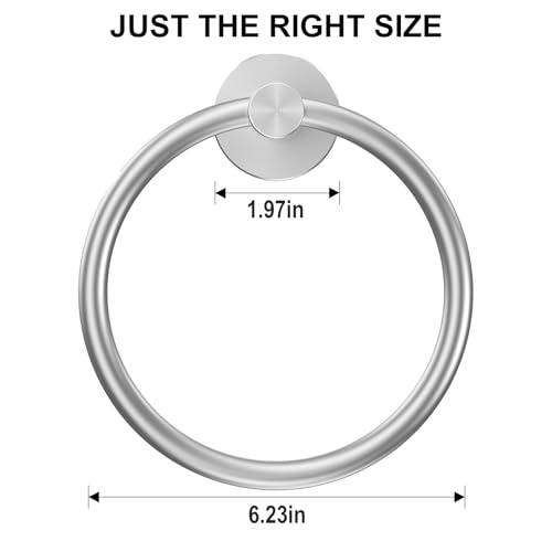 SetSail Towel Holder for Bathroom Wall Silver Towel Ring Stainless Steel Hand Towel Holder 4 Packs Towel Hanger for Bathroom, Kitchen Drill Hole