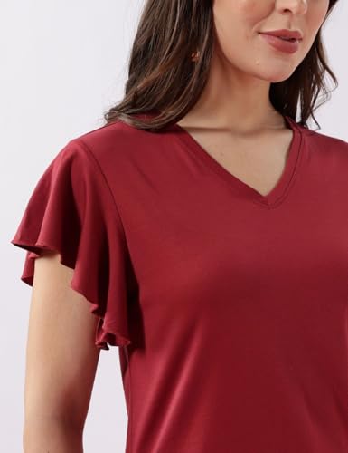 Image of FYLTR Women's Soft Cotton Blend Fashion Top with Ruffle Sleeves | Tops for Women | Tops for Women Western