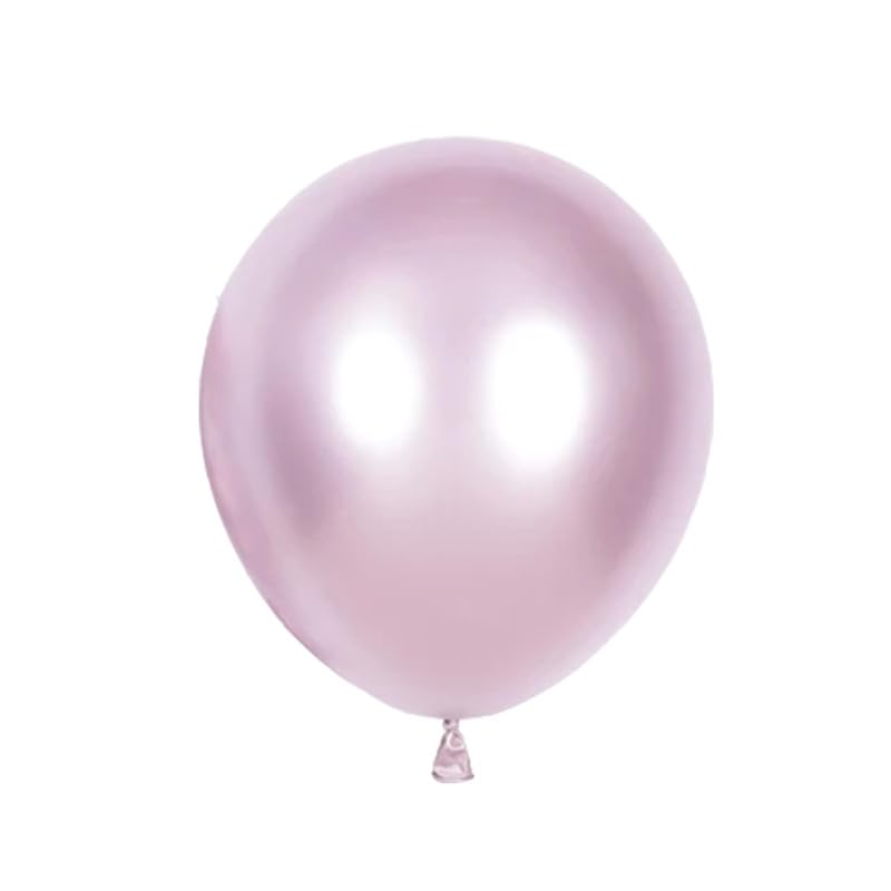 Image of Balloon for Birthday Decoration Kit Chrome Metallic Pink & Silver 20 pcs Latex Glossy Finish Party Balloons for Wedding, Anniversary Celebration 10 Inch Helium & Air Supported