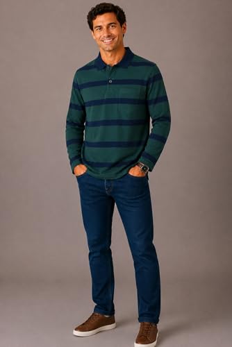 Image of SANE ORIGINALS Men's Full Sleeve Polo T-Shirt with Pocket, Premium Cotton Blend Collar Neck Tee