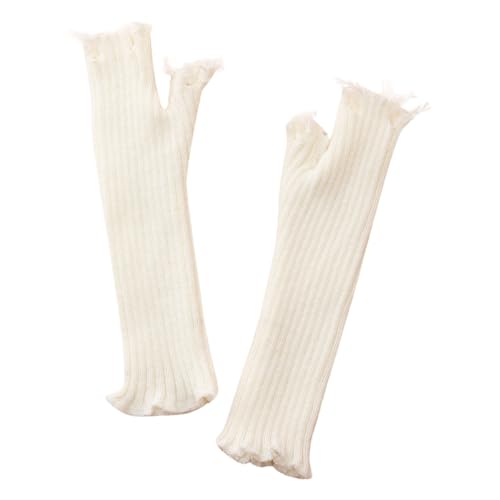 Women'S Fashion Solid Color Knitted Gloves, Windproof Warm Thickened Winter Handwear,Beige,One Size,White,One Size