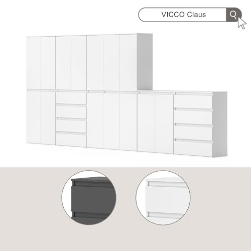 Vicco Kleiderschrank Claus, Weiß, 74 x 191.5 cm mit 4 Türen