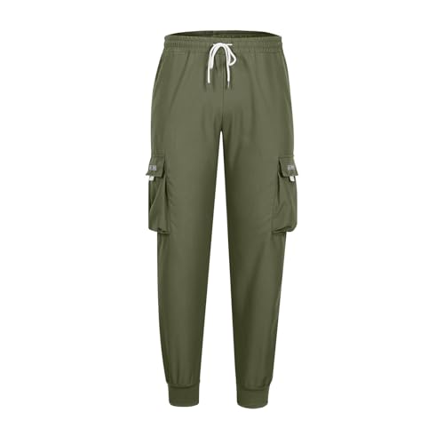 Men's Streetwear Cargo Pants with Flap Pockets Elastic Waist Casual Joggers Extreme Motion Canvas Sweatpants4