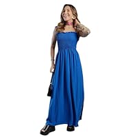 Vestido Feminino Moda Evangélica, Elegante, Casual (BR, Alfa, Único, Regular, Regular, Azul)