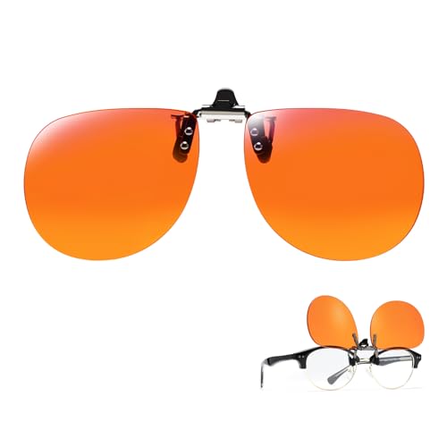 Slocyclub Blue Light Blocking Clip On Glasses Flip-Up Blue Light Glasses Reduces Eye Strain and Good for Sleep