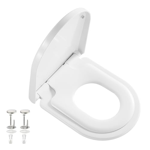 ANNWA Toilettendeckel mit Kindersitz WC Sitz mit Absenkautomatikfür Familie Klodeckel Klobrille Montage Klodeckel aus Duroplast toilettensitz mit kindersitz integriert D-Form(PG308)