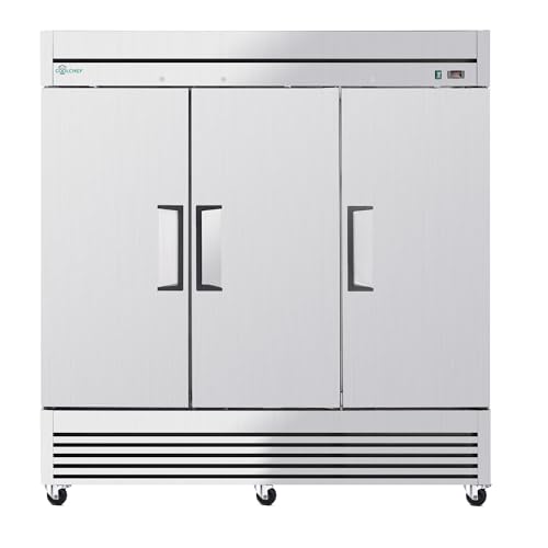 Image of 81 inch Commercial Freezer, Upright Freezer with 3 Solid Door, -8℉~0℉, 72 Cu.Ft Reach-in Freezer, Stainless Steel Interior and Exterior Construction, ETL and DOE