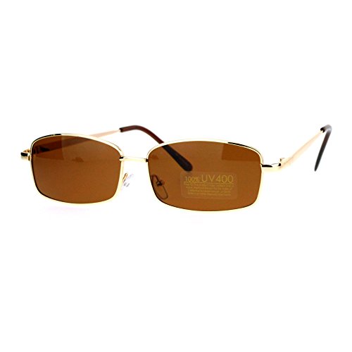 Oval Rectangular Sunglasses Unisex Classic Thin Metal Frame UV 400