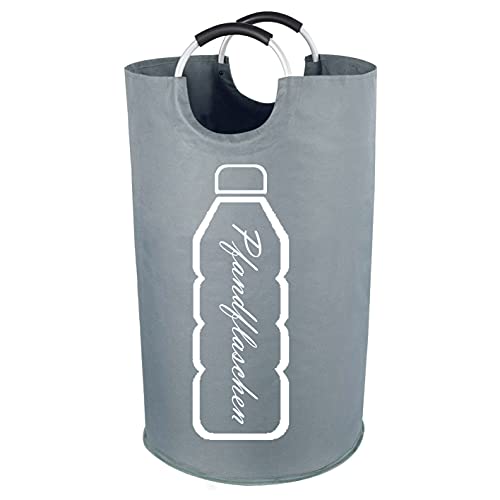 Flaschensammler leergut - groß Pfandflaschen Glasflaschen - Pfandflaschen Aufbewahrung Pfandflaschen - Multifunktionstasche - Fassungsvermöge mit Aluminium Griffe 69L ca. Ø 38 x 62 cm (Schwarz) Cover