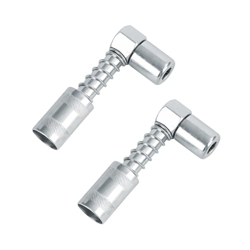 Norkmdi 90 Degree Car Grease Coupler Adapter, 2PCS 3-Jaw Right Angle Vehicle Grease Gun Fittings with Sleeve in Tight Spaces, Auto Lubrication Coupler Connector Tool, Universal Fit