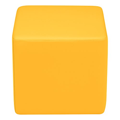 Image of Sprogs 18 inch H Structured Cube Stool -Flexible Modular Collaborative Soft Seating for Office, Home, Lounge and School Classrooms with Durable Frame & Set of 2 inch Casters Add-on -Yellow