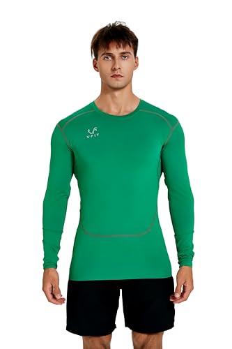 vf VFIT Camiseta compresión Hombre Manga Larga Termica Deportiva Fitness Running Transpirable Secado Rapido Gym Tejido elástico Ajustado Entrenamiento Futbol Baloncesto Crossfit（Verde,M）