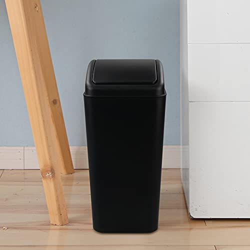 Cand 1 Pack Kitchen Garbage Can, Plastic Trash Can With Swing Lid, 16 L (Black) #TOP5
