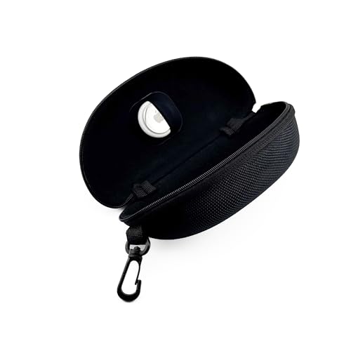 Image of Sunglasses Case Hard Shell | Glasses Cover with Zipper and Clip | Lightweight, Scratch Resistant Glass Case | Trackable, Hidden and Secure Air Tag Holder Glass Case - Black