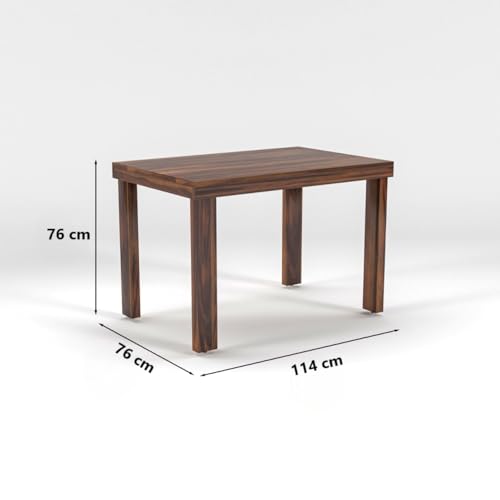 Image of Solid Sheesham Wood Four Seater Dining Set for Dining Room | Urban Design Dining Table Set for Home | Restaurant & Cafe | Finish Color - Natural Teak Finish |