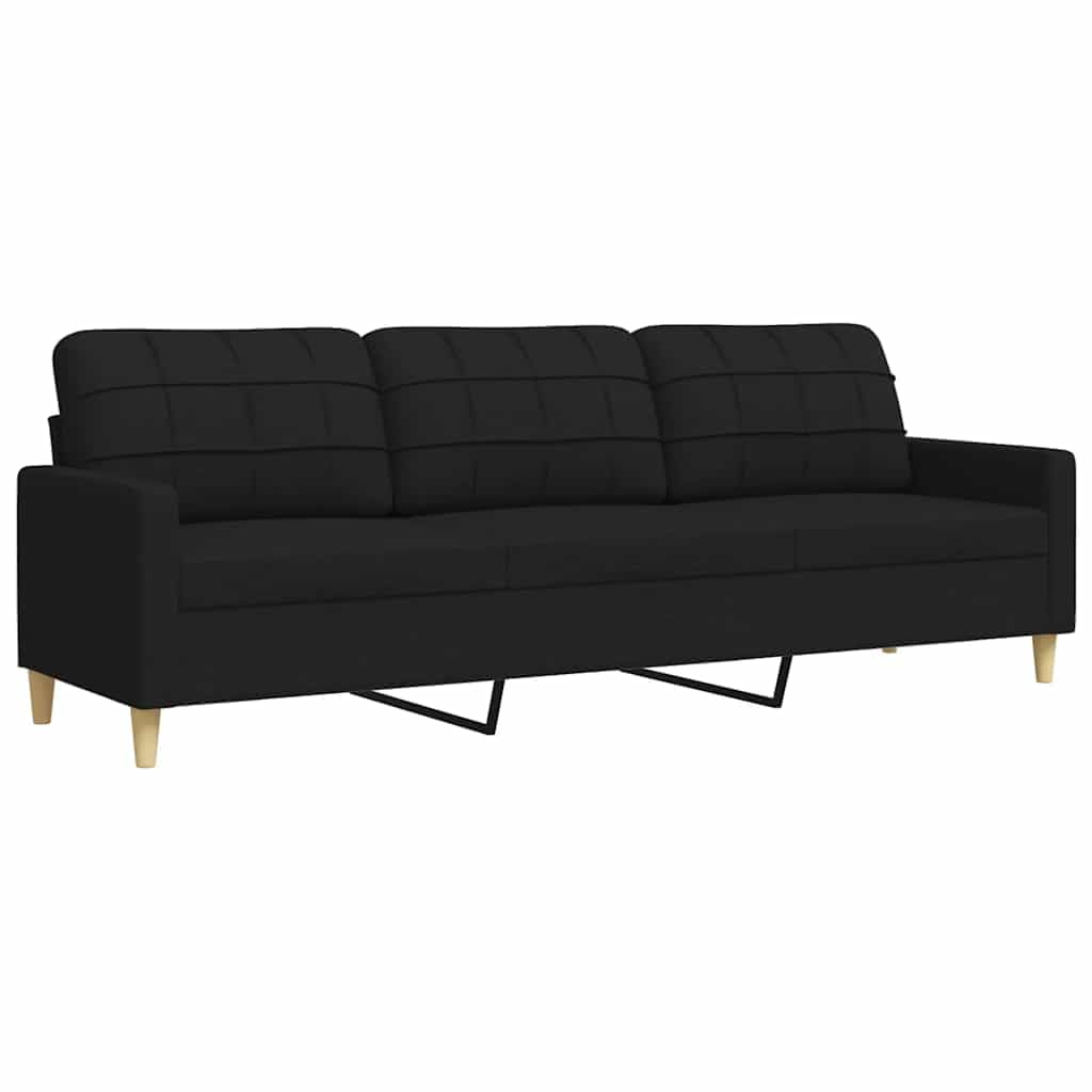 vidaXL Driezitsbank 210 cm stof zwart