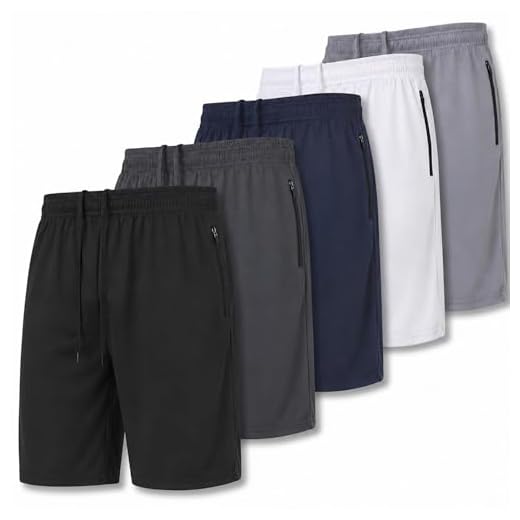 Ultra Performance Mens 5 Pack Athletic Running Shorts, Basketball Gym Workout Shorts for Men with Zippered Pockets