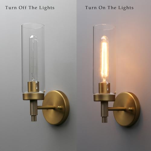 Phansthy FZUS264-D Rustic Industrial Wall Sconce Light With 3.14"/8Cm Tubular Clear Glass Lampshade thumb #8