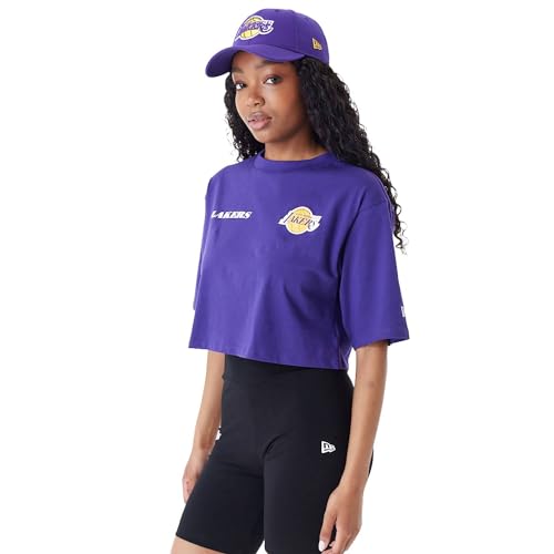 New Era NBA LA Lakers Crop Camiseta Mujer, morado, L